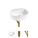 Раковина накладная для ванной Lavinia Boho Bathroom Sink 44x44 20215181R с донным клапаном и сифоном цвет золото