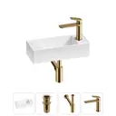 Раковина накладная подвесная Lavinia Boho Bathroom Sink 43x18 20216255R с донным клапаном, сифоном и смесителем цвет золото