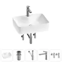 Раковина накладная для ванной Lavinia Boho Bathroom Sink 48x37 20215267R с донным клапаном, сифоном, смесителем и вентилями цвет хром