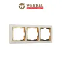 Рамка для розеток и выключателей Werkel W0031932 на 3 поста цвет слоновая кость/золото