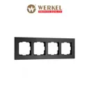 Рамка для розеток и выключателей Werkel AluMax 4 поста цвет черный