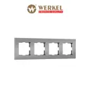 Рамка для розеток и выключателей Werkel Slab W0042965 4 поста цвет серебро матовый