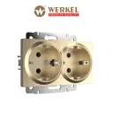 Розетка двойная встраиваемая Werkel a051432 с заземлением цвет шампань