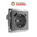 Розетка USB встраиваемая Werkel W1171764 с заземлением со шторкой цвет графит матовый