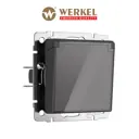 Розетка встраиваемая Werkel Встраиваемые механизмы a064092 с заземлением с крышкой и шторками цвет графит