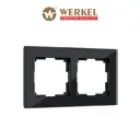 Рамка для розеток и выключателей Werkel Aluminium 2 поста цвет черный