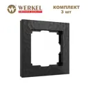 Рамка для розеток и выключателей Werkel Hammer 1 пост цвет черный 3 шт.