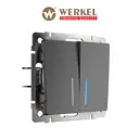 Выключатель Werkel двухклавишный с подсветкой (графит рифленый) W1120104