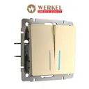 Выключатель встраиваемый Werkel a050861 с подсветкой 2 клавиши цвет шампань