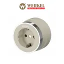 Розетка с заземлением накладная Werkel Накладные механизмы Vintage слоновая кость матовый/хром a055930 с заземлением цвет слоновая кость