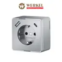 Розетка USB накладная Werkel Gallant W5071706 с заземлением со шторкой цвет серебряный