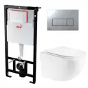 Комплект 3 в 1 инсталляция AlcaPlast с подвесным унитазом BelBagno Uno кнопка хром 1