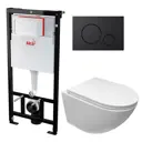 Комплект 3 в 1 инсталляция AlcaPlast с подвесным унитазом Cerutti Spa Sella aria CT7183 черная кнопка