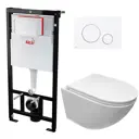 Комплект 3 в 1 инсталляция AlcaPlast с подвесным унитазом Cerutti Spa Sella aria CT7183 кнопка белая 2