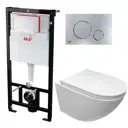 Комплект 3 в 1 инсталляция AlcaPlast с подвесным унитазом Cerutti Spa Sella aria CT7183 хром кнопка
