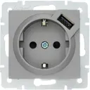 Розетка USB двойная встраиваемая Lezard Vesna 742-3588-181 с заземлением цвет платина