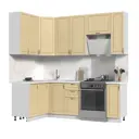 Кухонный гарнитур со столешницей Лён 2.6 см Стендмебель Модена 170x237x60 см ЛДСП цвет дуб ваниль/белый