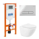Комплект инсталляция с унитазом Belbagno Amanda BB051CHR/BB051SC/BB002-80/BB005-PR-CHROME с клавишей смыва цвет белый