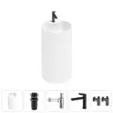 Напольная раковина отдельностоящая Wellsee Chalice Perfection 20213011R размер 45x45x85 см, с донным клапаном, сифоном, смесителем и вентилями