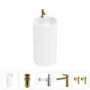 Напольная раковина отдельностоящая Wellsee Chalice Perfection 20213012R размер 45x45x85 см, с донным клапаном, сифоном, смесителем и вентилями