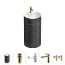 Напольная раковина отдельностоящая Wellsee Chalice Perfection 20213044R размер 45x45x85 см, с донным клапаном, сифоном, смесителем и вентилями