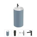 Напольная раковина отдельностоящая Wellsee Chalice Perfection 20213089R размер 45x45x85 см, с донным клапаном, сифоном и смесителем