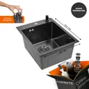 Мойка для кухни Glyph GL34050BD/W02-114B/W405B 50x40 см глубина чаши 22 см нержавеющая сталь цвет графит