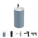 Напольная раковина отдельностоящая Wellsee Chalice Perfection 20213092R размер 45x45x85 см, с донным клапаном, сифоном, смесителем и вентилями