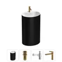 Напольная раковина отдельностоящая Wellsee Coquillage 20213160R размер 50x38x85 см, с донным клапаном, сифоном и смесителем