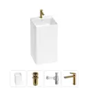 Напольная раковина отдельностоящая Wellsee Pure BY Wellsee 20213260R размер 45x45x85 см, с донным клапаном, сифоном и смесителем