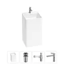 Напольная раковина отдельностоящая Wellsee Pure BY Wellsee 20213274R размер 45x45x85 см, с донным клапаном, сифоном и смесителем