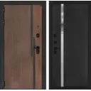 Входная дверь Labirintdoors Кармина левый 205x88см цвет орех американский с патиной/черный кварц с зеркалом П31