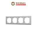 Рамка для розеток и выключателей Werkel Stark 4 поста цвет серебряный