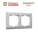 Рамка для розеток и выключателей Werkel Stark 2 поста цвет серебряный матовый 2 шт.