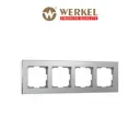 Рамка для розеток и выключателей Werkel Aluminium 4 поста цвет алюминий