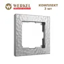 Рамка для розеток и выключателей Werkel Hammer 1 пост цвет серебряный 3 шт.