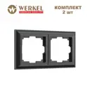 Рамка для розеток и выключателей Werkel Fiore 2 поста цвет черный 2 шт.