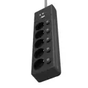 Сетевой фильтр Agni TP-FI3U5E-2m-black 12x1.5 2 м 5 розеток с заземлением 4000 Вт цвет черный