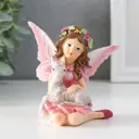 Сувенир полистоун Девочка-бабочка с козликом розовые крылья 85х6х9 см 10860014