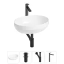 Раковина накладная для ванной Wellsee Air Gap R 20212398R с донным клапаном, сифоном и смесителем овал 50x36 см цвет белый