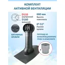 Комплект кровельной вентиляции Polivent (Турбодефлектор ⌀160мм/Вентиляционный выход 500мм с переходом ⌀110мм) проходной элемент для битумной кровли RAL 7024 серый графит