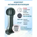 Комплект кровельной вентиляции Polivent (Нанодефлектор ⌀160мм/Вентиляционный выход 500мм с переходом ⌀110мм) для кровельного профнастила 20мм RAL 7024 серый графит