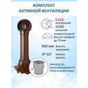 Комплект кровельной вентиляции Polivent (Нанодефлектор ⌀160мм/Вентиляционный выход 700мм с переходом ⌀110мм/Проходной элемент) универсальный RAL 8017 коричневый