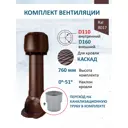 Комплект кровельной вентиляции Polivent (Колпак ⌀160мм/Вентиляционный выход ⌀110/160мм 700мм) для металлочерепицы Каскад RAL 8017 коричневый