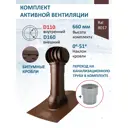 Комплект кровельной вентиляции Polivent (Турбодефлектор ⌀160мм/Вентиляционный выход ⌀110/160мм 500мм) для битумной кровли RAL 8017 коричневый