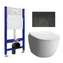 Комплект 3 в 1 инсталляция Enio Tecnico с унитазом подвесным VitrA Sento 7748В003-0075 кнопка черная матовая Geometria