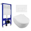 Комплект 3 в 1 инсталляция Enio Tecnico с унитазом подвесным Villeroy Subway 2.0 5614R201 кнопка белая матовая Rettangolo