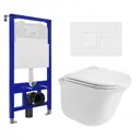 Комплект инсталляции 3 в 1: инсталляция Enio Tecnico унитаз подвесной WeltWasser Telbach кнопка белая матовая Cubo