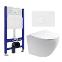 Комплект инсталляции 3 в 1: инсталляция Enio Tecnico унитаз подвесной Акватек Европа кнопка белая