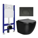 Комплект инсталляции 3 в 1: инсталляция Enio Tecnico унитаз Vincea Globo черный кнопка черная матовая Geometria